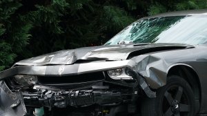 The car that allegedly plowed through a crowd of protestors on August 12, 2017 in Charlottesville, Virginia is seen here. (Credit: Win McNamee/Getty Images)