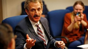 City Atty. Mike Feuer speaks on Aug. 18, 2017 about the violence that erupted at a rally in Charlottesville, Va. (Al Seib / Los Angeles Times)
