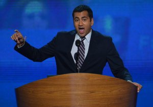 Kal Penn speaks to the audience at the Time Warner Cable Arena in Charlotte, North Carolina, on September 4, 2012 on the first day of the Democratic National Convention. (Credit: STAN HONDA/AFP/GettyImages)