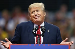 Republican presidential candidate Donald Trump speaks during a campaign rally at the American Airlines Center on Sept. 14, 2015, in Dallas, Texas. (Credit: Tom Pennington / Getty Images)