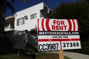A for rent sign is posted in front of an apartment building on Feb. 1, 2017, in Los Angeles. According to the Consumer Price Index, rental prices in Southern California have spiked 4.7 percent in 2016 compared to 3.9 percent in 2015. The increase is the fastest since 2007. (Credit: Justin Sullivan / Getty Images)