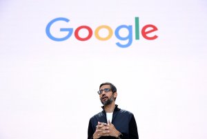 Google CEO Sundar Pichai speaks at a conference on May 17, 2017, in Mountain View, California. (Credit: Justin Sullivan/Getty Images)