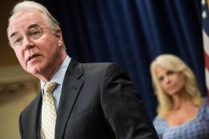 U.S. Health and Human Services Secretary Tom Price speaks to the press after President Donald Trump held a meeting with administration officials on America's opioid addiction crisis in Bridgewater, New Jersey, on Aug. 8, 2017. (Credit: Nicholas Kamm / AFP / Getty Images)