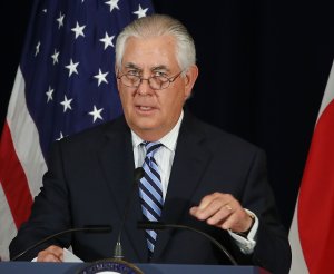 Secretary of State Rex Tillerson speaks about North Korea after a meeting of the U.S.-Japan Security Consultative Committee at the State Department, on Aug. 17, 2017, in Washington, DC. (Credit: Mark Wilson/Getty Images)