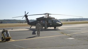 A UH-60 Black Hawk helicopter, similar to one here in 2012, went down off Oahu, the Coast Guard says. (Credit: Minnesota National Guard)