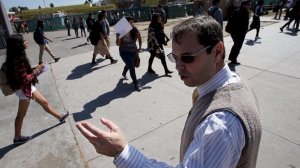 Jose A. Fernandez, former superintendent of the Centinela Valley Union High School District, is seen on school grounds. (Luis Sinco/Los Angeles Times)