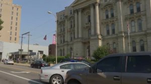 A suspect was fatally shot after opening fire on a judge near a courthouse in Steubenville, Ohio, on Aug. 21, 2017. (Credit: WTRF)
