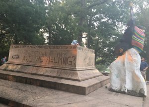 This is all that remains of the Lee-Jackson Monument at Wyman Park. Four Confederate monuments were removed in Baltimore, MD. (Credit: WMAR)