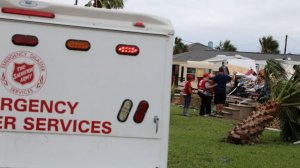 A vehicle with the Salvation Army is seen in Texas as part of the group's response to Hurricane Harvey. (Credit: Salvation Army)