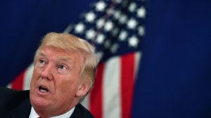 President Donald Trump speaks during a security briefing on Aug. 10, 2017, at his Bedminster National Golf Club in New Jersey. (Credit: AFP Photo/ Nicholas Kamm/ Getty Images)