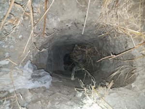 A tunnel opening equipped with a ladder that was discovered near the U.S.-Mexico border on Aug. 26, 2017, is seen in a photo released by U.S. Customs and Border Protection.