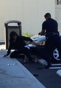 A video tweeted by @Cali_Funk1 shows a police shooting in Huntington Beach on Sept. 22, 2017.