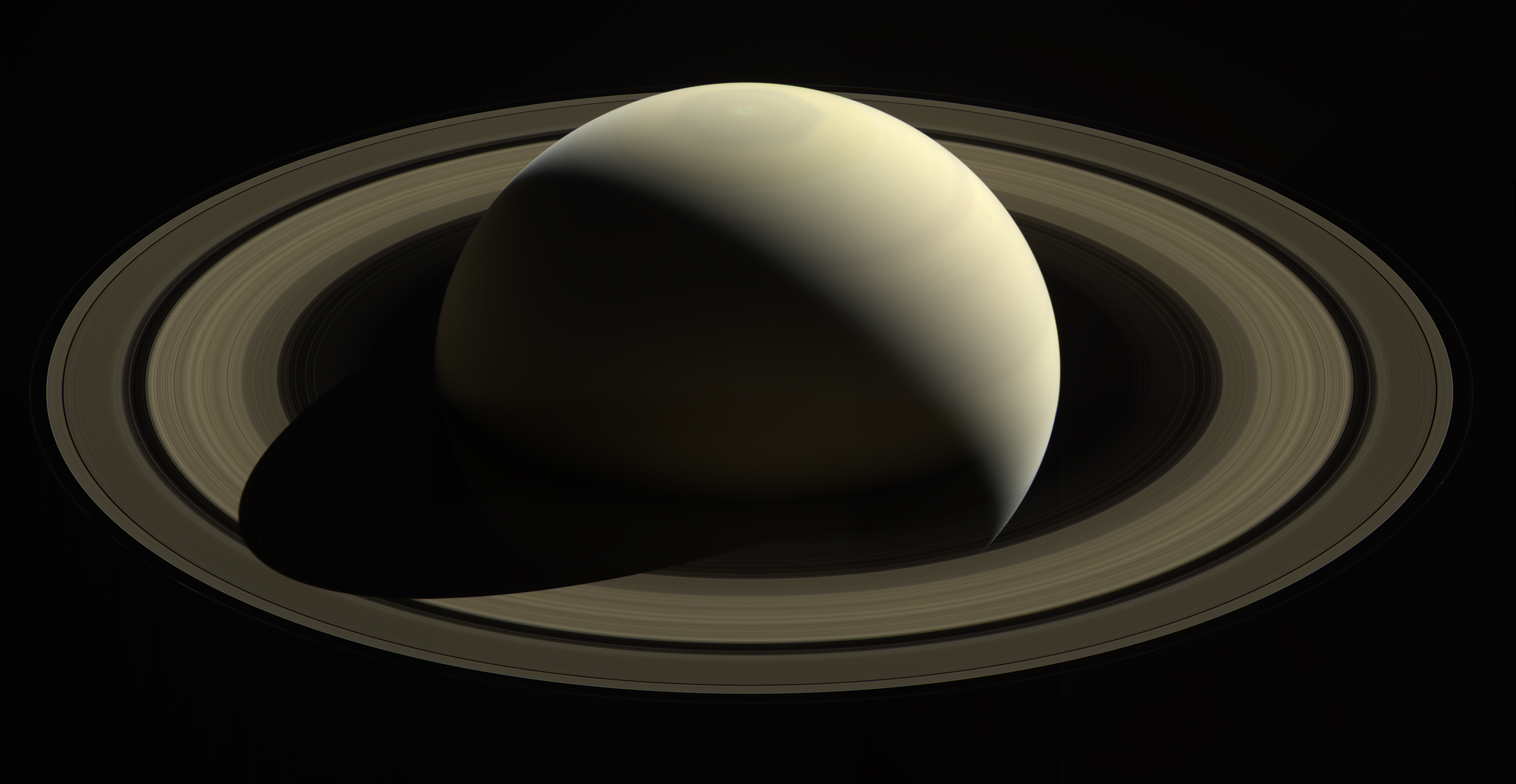 With this view, Cassini captured one of its last looks at Saturn and its main rings from a distance. (Credit: NASA)