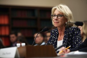 U.S. Secretary of Education Betsy DeVos testifies during a hearing before the Labor, Health and Human Services, Education and Related Agencies Subcommittee of the House Appropriations Committee May 24, 2017, on Capitol Hill. (Credit: Alex Wong / Getty Images)