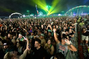 Fans react to a performance by Showtek during the 21st annual Electric Daisy Carnival at Las Vegas Motor Speedway on June 18, 2017 in Las Vegas. (Credit: Steven Lawton/Getty Images)