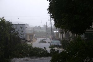 A street is flooded during the passing of Hurricane Irma on September 6, 2017 in Fajardo, Puerto Rico. (Credit: Jose Jimenez/Getty Images)