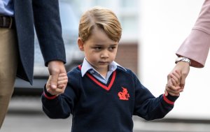 Prince George of Cambridge arrives for his first day of school at Thomas's Battersea on September 7, 2017 in London, England. (Credit: Richard Pohle - WPA Pool/Getty Images)