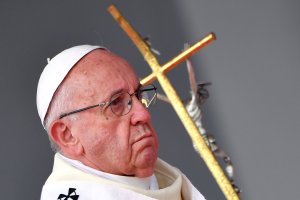 Pope Francis gives an open air mass in Villavicencio, Colombia, on Sept. 8, 2017. (Credit: Alberto Pizzoli / AFP / Getty Images)