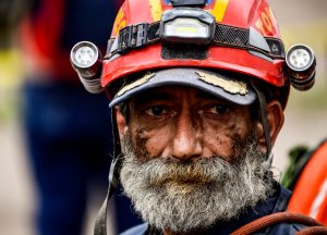Commander General of the Moles Carlos Morales Cienfuegos is seen during a break in the rescue works in Mexico City on Sept. 23, 2017, four days after the powerful quake that hit central Mexico. (Credit: Ronaldo Schemidt / AFP / Getty Images)