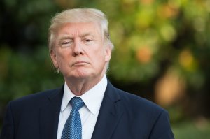 President Donald Trump speaks to the press at the White House on Sept. 24, 2017, upon arrival from his New Jersey golf club. (Credit: Nicholas Kamm / AFP / Getty Images)