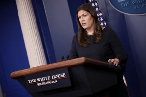 White House Press Secretary Sarah Huckabee Sanders answers questions during a briefing at the White House September 25, 2017 in Washington, DC. (Credit: Win McNamee/Getty Images)