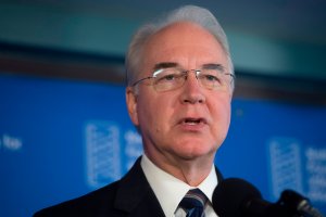 US Secretary of Health and Human Services Tom Price attends a press conference about influenza prevention for the upcoming flu season at the National Press Club in Washington, DC, September 28, 2017.