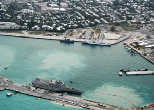 Combat ship USS Independence arrives at Naval Air Station Key West in Key West, Florida on March 29, 2010. The station is now preparing for Hurricane Irma. (Credit: Nicholas Kontodiakos/U.S. Navy via Getty Images)