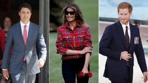 From left: Canadian Prime Minister Justin Trudeau is seen in Ottawa in August 2017, First Lady Melania Trump at the White House on Sept. 22, 2017, and Britain's Prince Harry in London in July 2017. (Credit: Tolga Akmen / Win McNamee / Lars Hagberg / AFP / Getty Images)