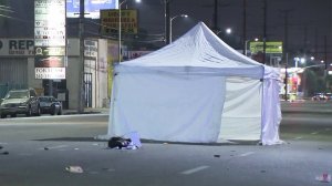 Police are searching for two vehicles involved in a fatal hit-and-run in Van Nuys on Sept. 6, 2017. (Credit: KTLA)