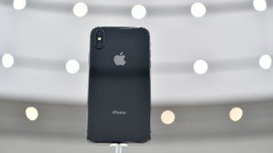 An iPhone X is seen on display during a media event at Apple's new headquarters in Cupertino on September 12, 2017. (Credit: JOSH EDELSON/AFP/Getty Images)