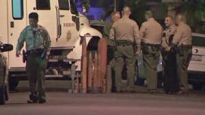 Several explosives are seen in the street outside a Lawndale home on Sept. 29, 2017. (Credit: KTLA)