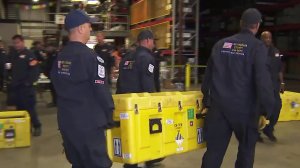 Los Angeles County Fire Department search and rescue crews prepare to deploy to Mexico if needed. (Credit: KTLA)