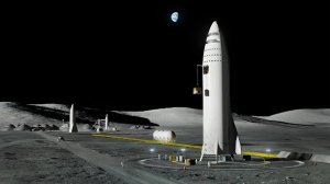 A computer generated image from SpaceX illustrates the company’s new Big Falcon Rocket. (Credit: CNN)