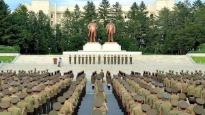 This picture taken on Aug. 10, 2017 and released by North Korea's official state-run news agency shows military members at a rally showing opposition to the U.S. (Credit: STR/AFP/Getty Images)