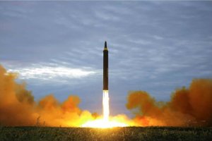 Photos appearing the show the launch of a missile which flew from North Korea over Japan on Aug 29, 2017. (Credit: Rodong Sinmum via CNN Wire)