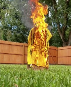 Some Pittsburgh Steelers fans reacted by burning their memorabilia after the team chose not to take the field during Sunday's game. (Credit: Brian Purdy/Facebook via CNN Wire)