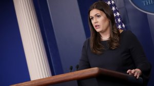 White House Press Secretary Sarah Huckabee Sanders answers questions during a briefing at the White House on Sept. 25, 2017. (Credit: Win McNamee/Getty Images)
