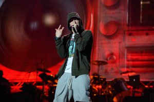 Eminem performs at Samsung Galaxy stage during 2014 Lollapalooza Day One at Grant Park on August 1, 2014 in Chicago, Illinois. (Credit: Theo Wargo/Getty Images)