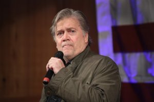 Former advisor to President Donald Trump and executive chairman of Breitbart News, Steve Bannon, speaks at a campaign event for Republican candidate for the U.S. Senate in Alabama Roy Moore on Sept. 25, 2017 in Fairhope, Alabama. (Credit: Scott Olson/Getty Images)