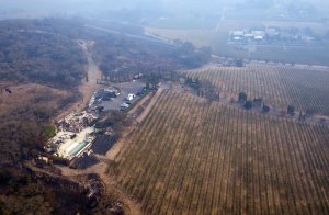 The remains of the Signorello Estate Winery in Napa are seen from the air Oct. 11, 2017. (Credit: Elijah Nouvelage / AFP / Getty Images)