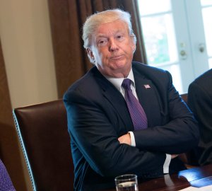 U.S. President Donald Trump speaks during a meeting with members of the Senate Finance Committee and his economic team October 18, 2017 at the White House in Washington, D.C. (Credit: Chris Kleponis-Pool/Getty Images)