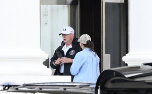 U.S. President Donald Trump walks out of the North portico of the White House on October 28, 2017 in Washington, DC. (Credit: Olivier Douliery-Pool/Getty Images)