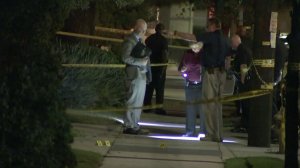 Detectives investigate the scene of a shooting that left a 16-year-old boy dead in Harbor City on Oct. 17, 2017. (Credit: KTLA)