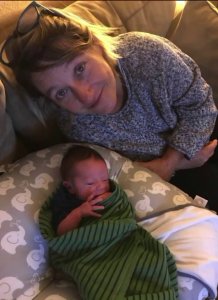 Beth Clay and her newborn son Liam are seen in this photo provided by the family to KTLA.