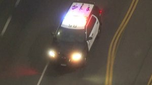 Authorities were in pursuit of a stolen sheriff's department vehicle in San Fernando Valley on Oct. 31, 2017. (Credit: KTLA)