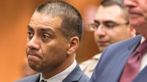 Los Angeles Unified school board member Ref Rodriguez, left, appears in court in September, 2017. (Credit: Brian van der Brug / Los Angeles Times)