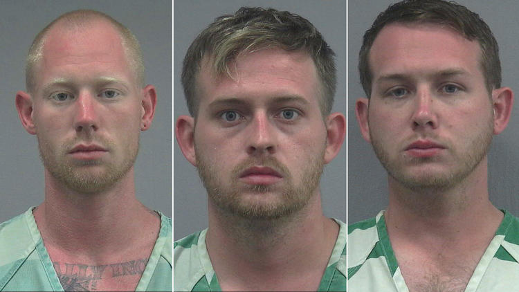 From left, Tyler Tenbrink, Colton Fears and William Fears are show in photos from the Alachua County Sheriff's Office (via Los Angeles Times)