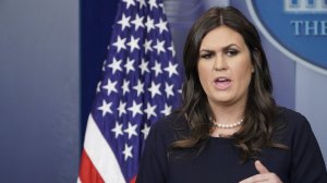 White House Press Secretary Sarah Sanders speaks from the White House on Oct. 10, 2017, in Washington, D.C. (Credit: Mandel Ngan/AFP/Getty Images)