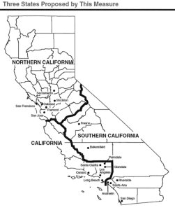 The California Legislative Analyst's Office released this map showing the proposed split.