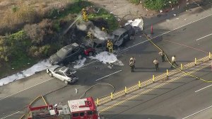 A pursuit ended in a fatal collision in Malibu on Nov. 29, 2019. (Credit: KTLA)